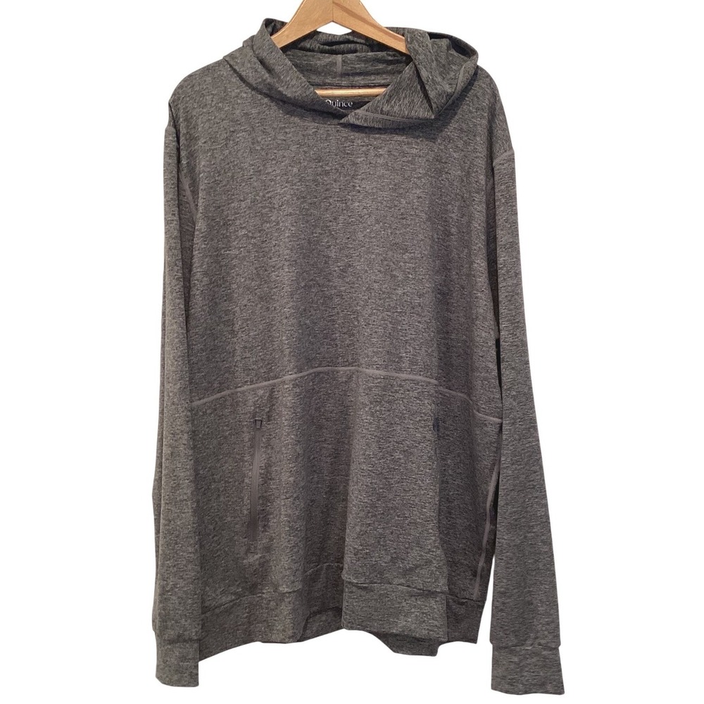 Quince Lightweight Hoodie Flowknit Heather Grey Zip Pocket Pullover - XXL NWOT